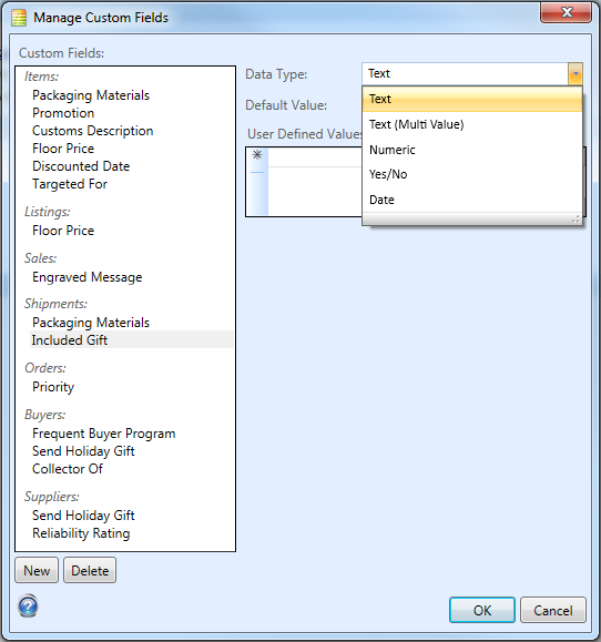 Defining Custom Fields
