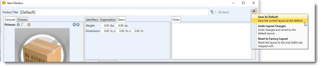 Customizing the Item Window Layout
