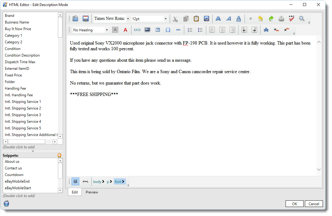 Using the HTML Editor