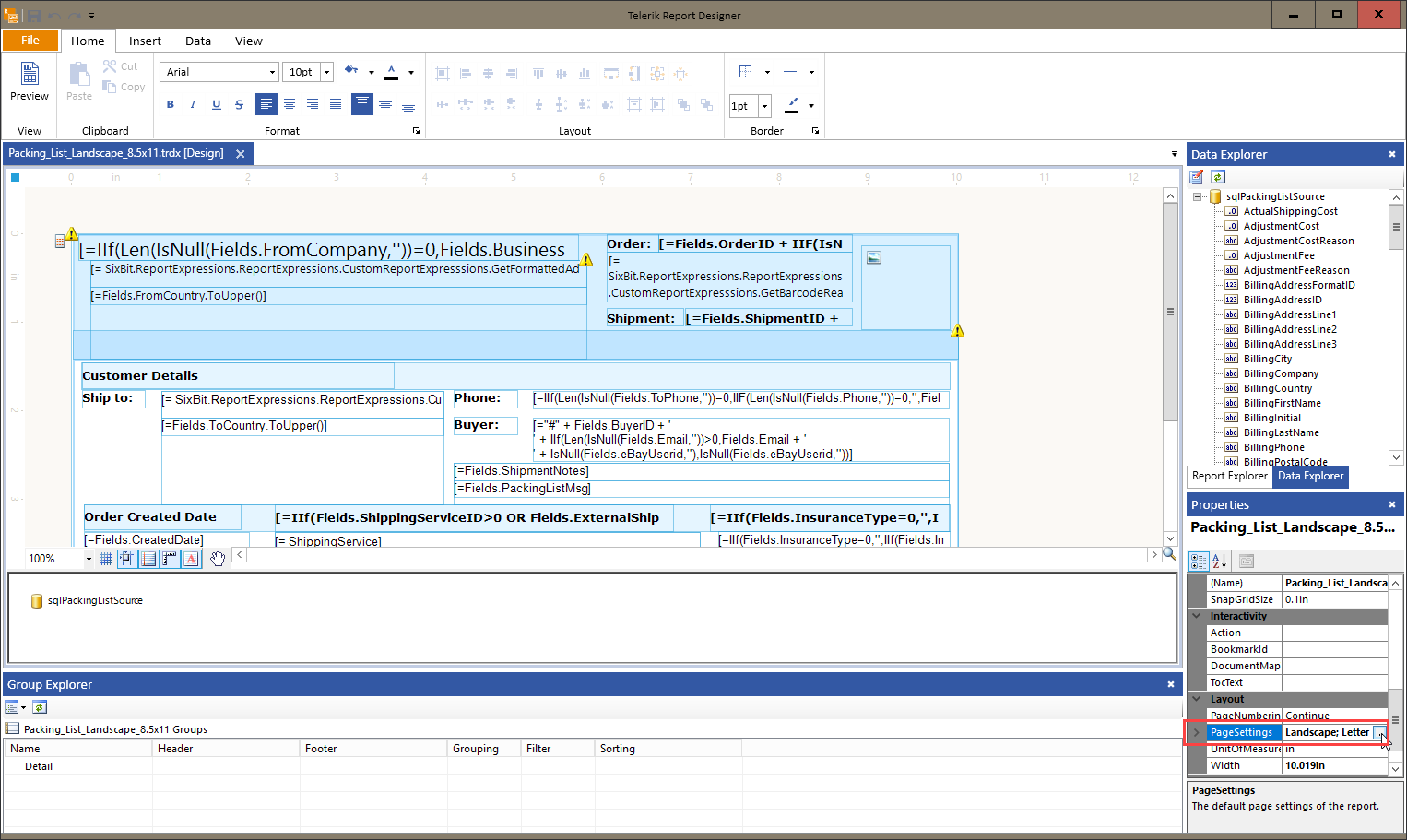 Telerik Report Editor Settings